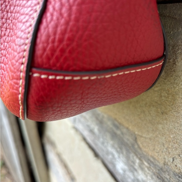 Dooney & Bourke Red Pebble Grain  Leather Hobo with Brown Leather Strap NWOT - Picture 12 of 13